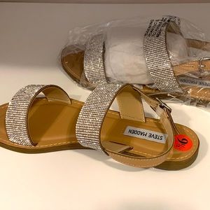 Steve Madden NWT Size 9.5 Marisa Sparkly Natural Base Sandal